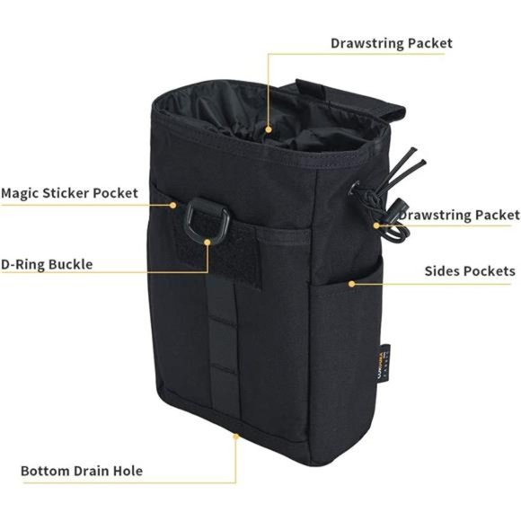 Molle Dump Pouch Drawstring Magazine Utility Pouch Folding Dump Pouch Waist Bag - Picture 4 of 6